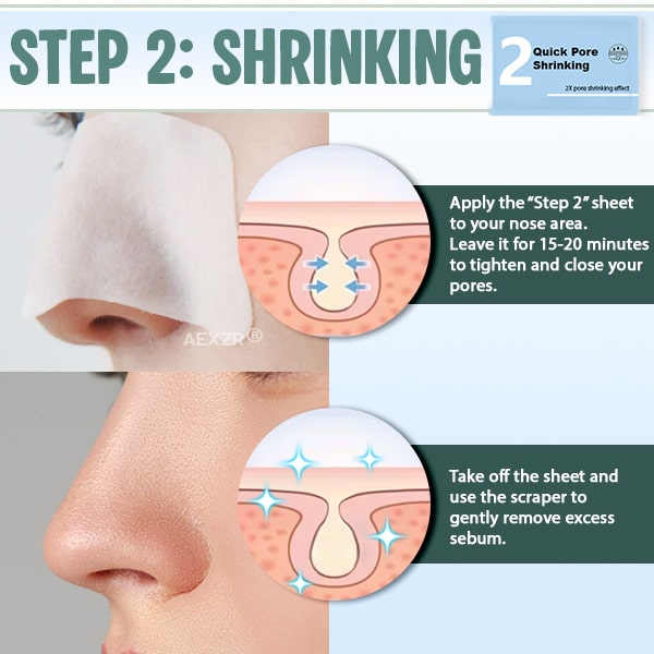Aexzr® Pore Shrinking Blackhead & Sebum Remover Set (10pcs Nose Patch)