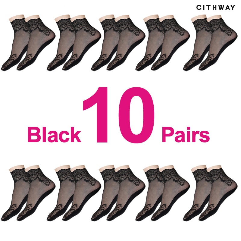 Cithway™ Floral Trim Boat Lace Socks